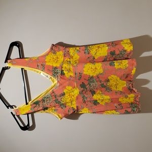 Monteau Pink and Yellow Floral Peplum Tank - M